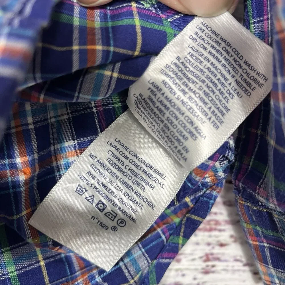 Ralph Lauren Shirt Toddler 3T Blue Green Pink Multi Long Sleeve Button Down Pony